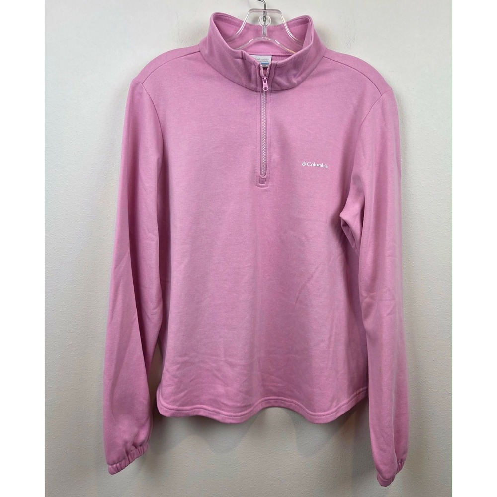 Columbia Womens Trek French Terry Half Zip Pink Pullover Sweatshirt Size M